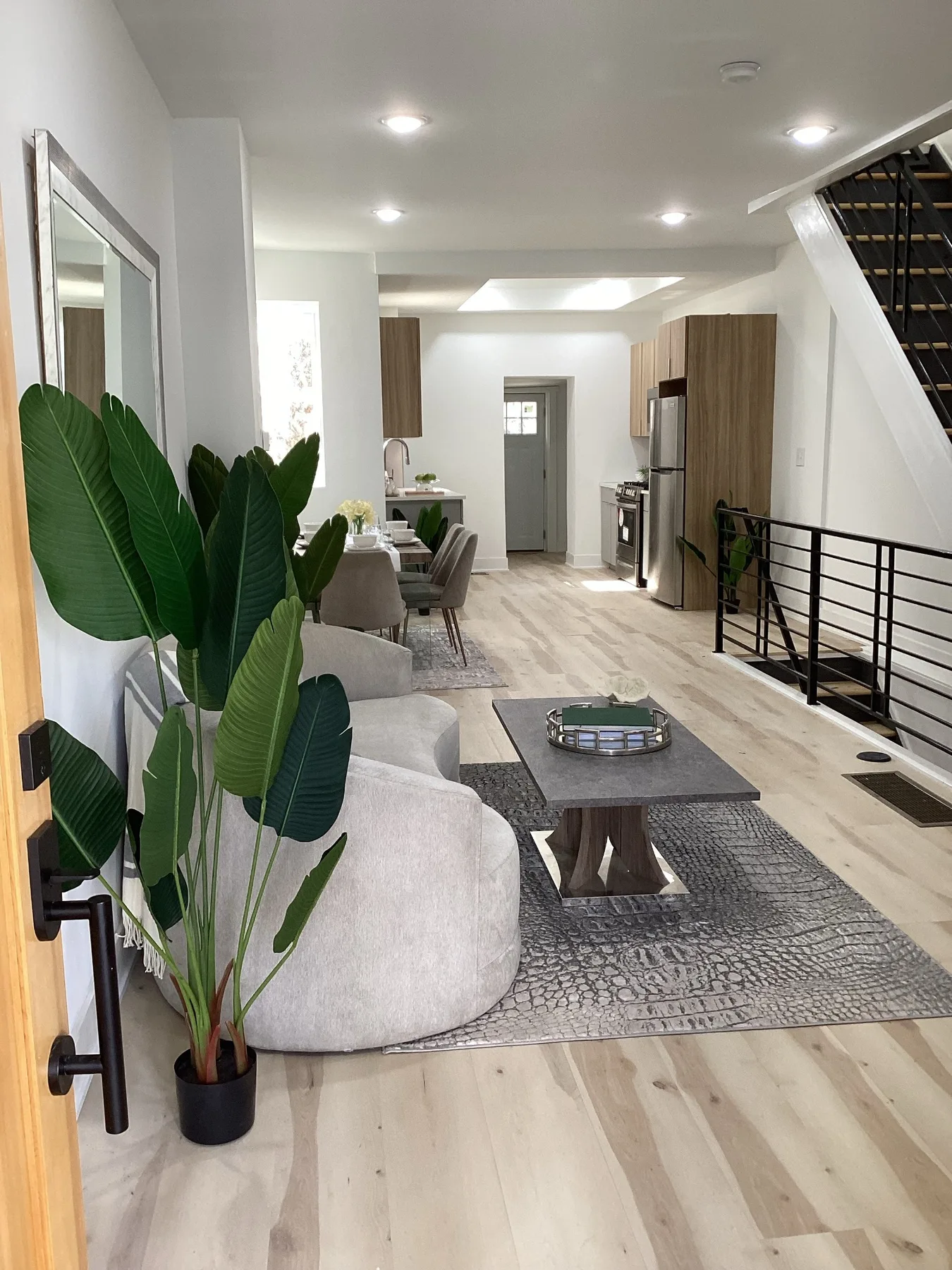 Completed open-plan rowhome interior